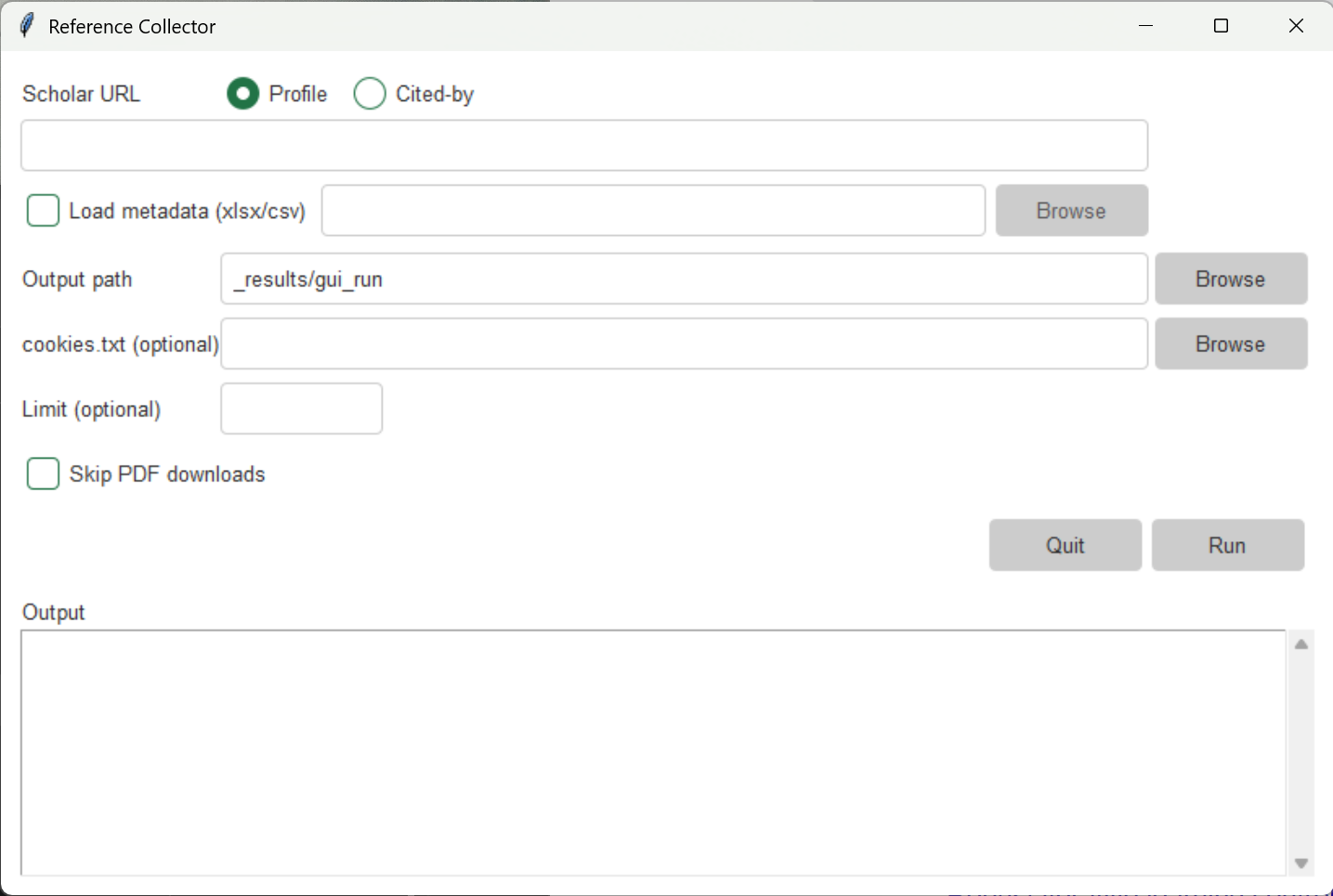 Reference-Collector UI screenshot